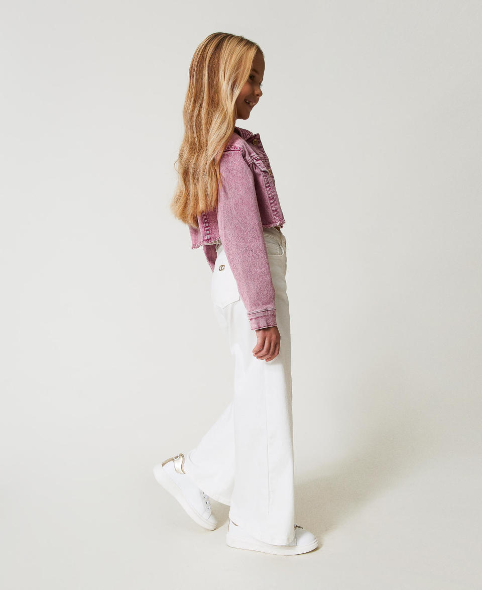Cropped bull denim jacket "Flamingo" Pink Girl 251GJ2490_00868_02