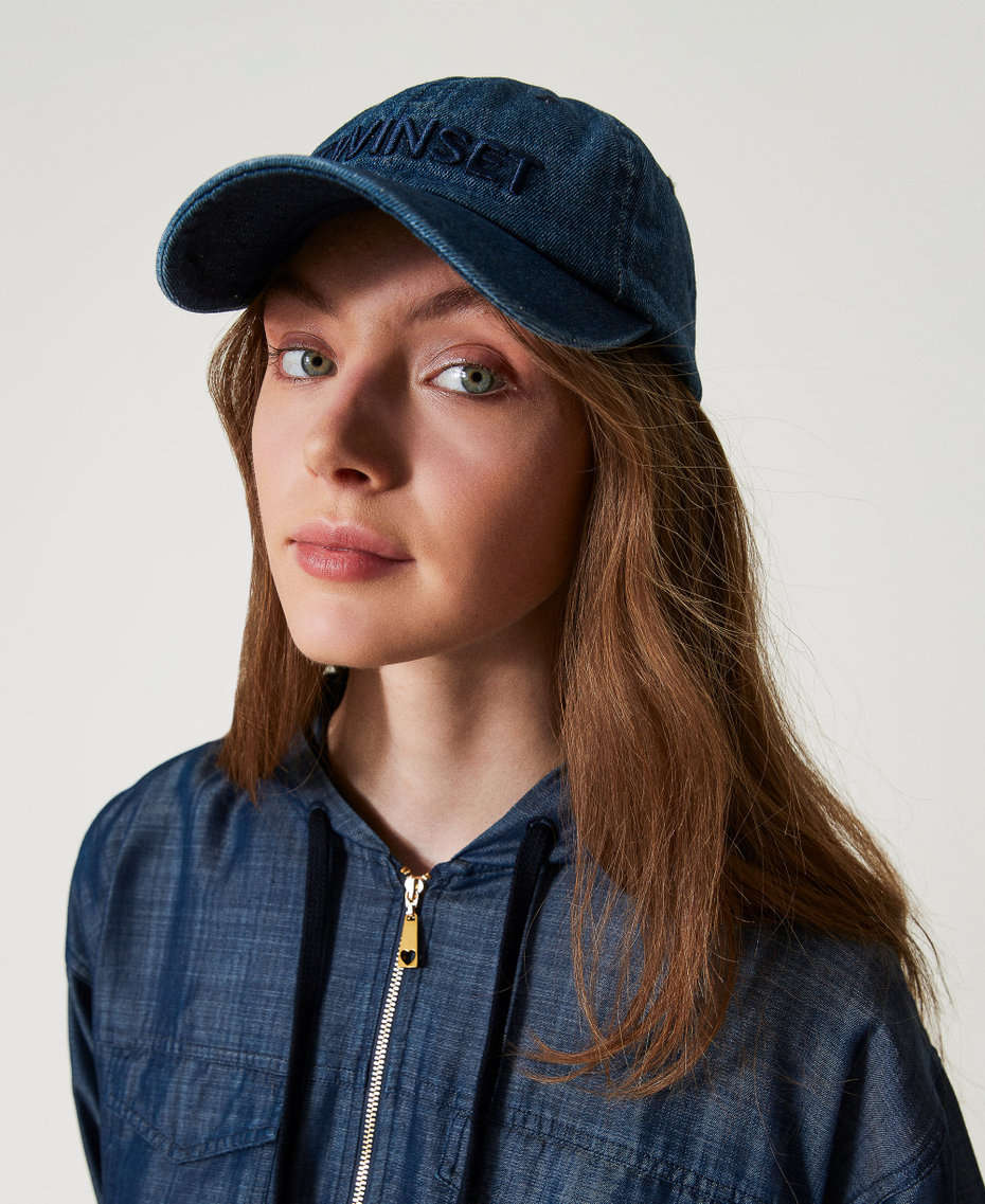 Denim baseball cap with logo Denim Blue Woman 251LL5BAA_01104_T0