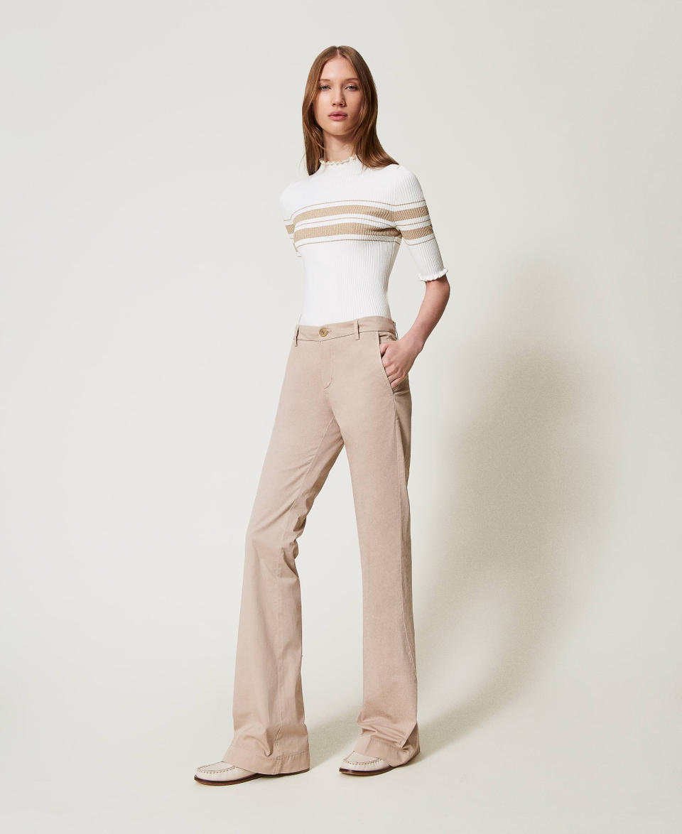 Pantalones evas&eacute; de sarga Beige &laquo;Rope&raquo; Mujer 251TP2685_12145_01