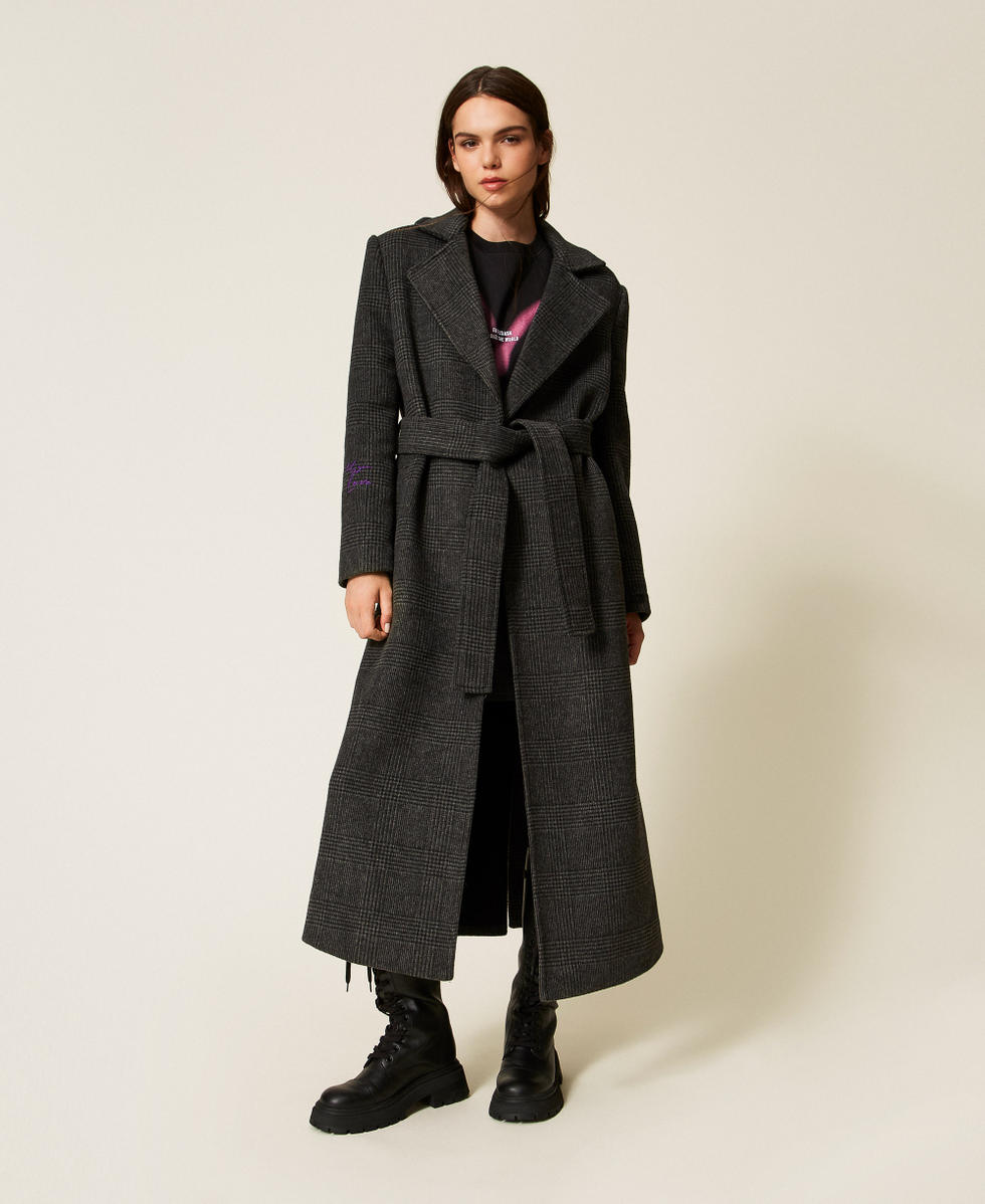 Abrigo largo MYFO de paño de cuadros Mujer, Estampado TWINSET Milano