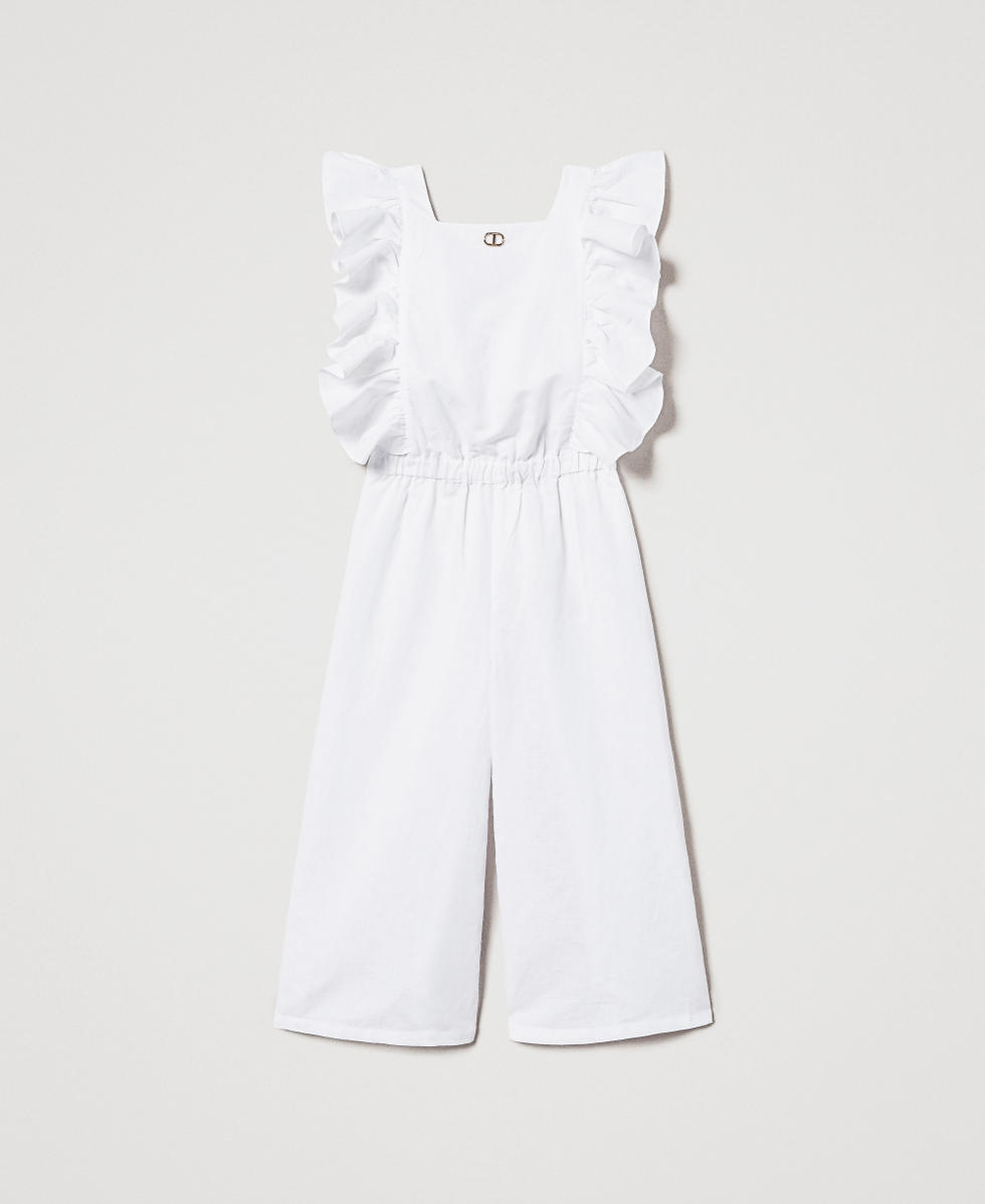 Linen blend dungaree jumpsuit "Ice" White Girl 251GJ2405_00808_S0