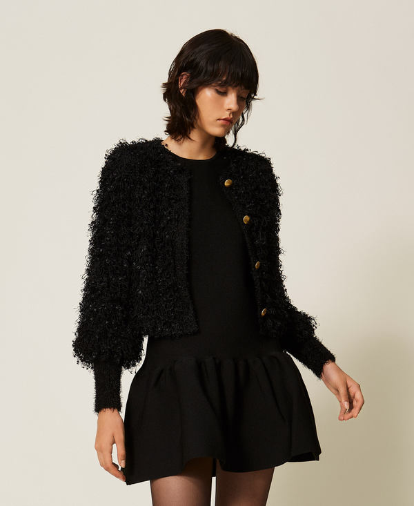 Strickjacke in Pelzoptik