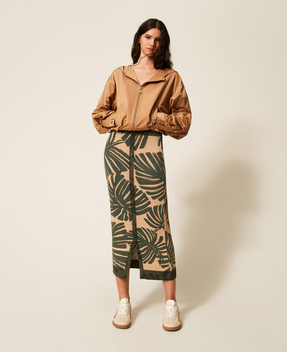 Taffeta jacket with pleats Walnut Beige Woman 261LL2RAA_13302_T0