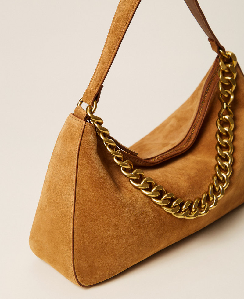 Liliane medium suede bag "Bubinga Wood" Brown Woman 999TB7015_11061_02