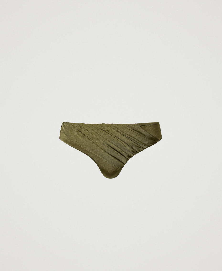 Rouched bikini briefs Olive Leaf Woman 251LBMC66_12135_S0