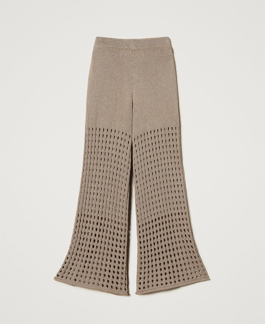 Flared knit trousers Beige Hemp Girl 251GJ3432_00310_S0