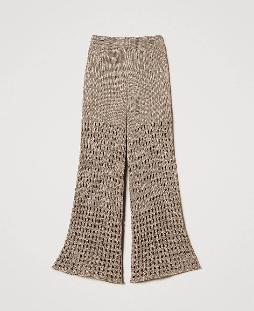Flared knit trousers Beige Hemp Girl 251GJ3432_00310_S0