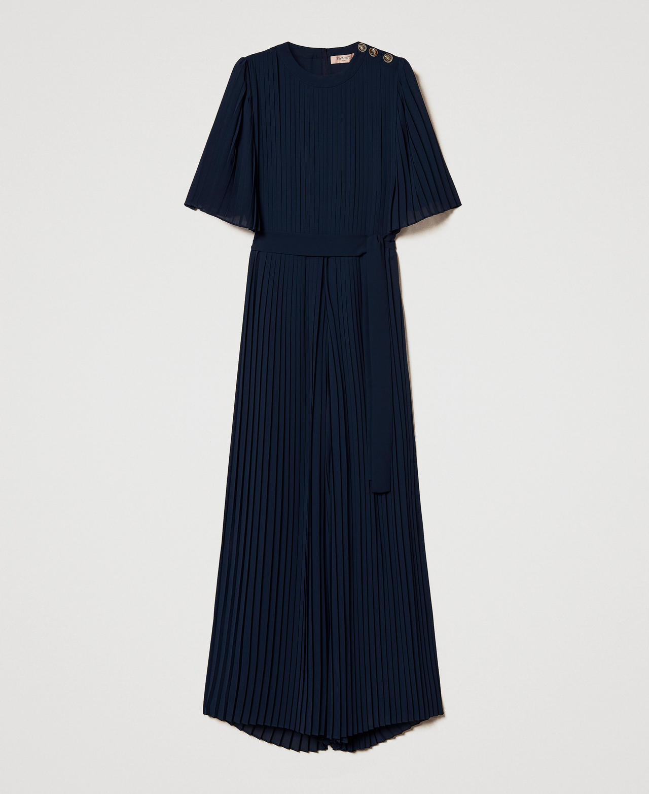 Long crêpe georgette jumpsuit Blue Night Woman 251TP2050_00238_0S