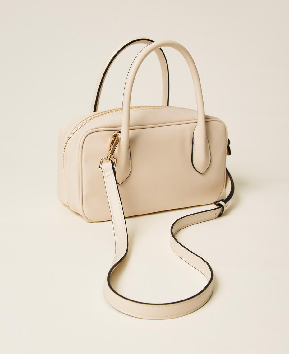 Medium bowler bag with logo Light Natural Woman 252TD8062_12227_03