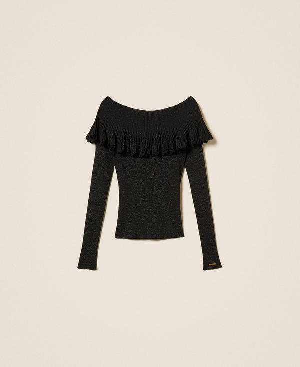 Off-shoulder jumper with ruffles