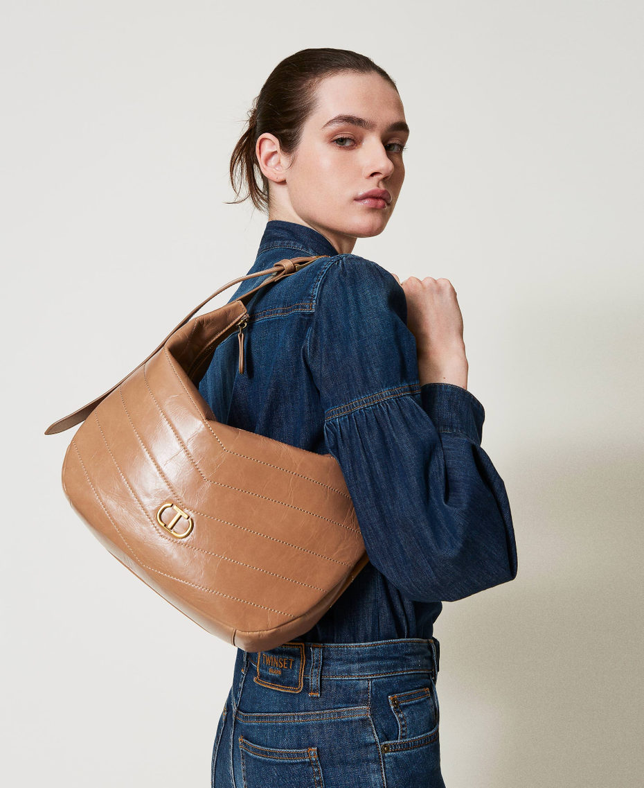 &lsquo;Madison&rsquo; leather hobo bag Rope Beige Woman 251TB7452_12145_T0