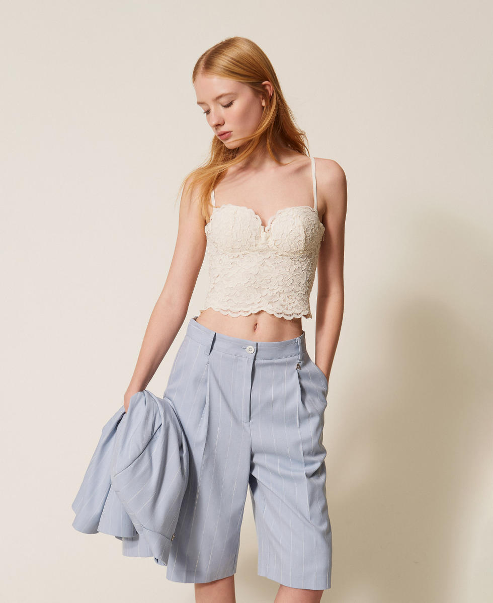 Top bustier cropped de encaje Hueso Mujer 261AP2300_00526_01