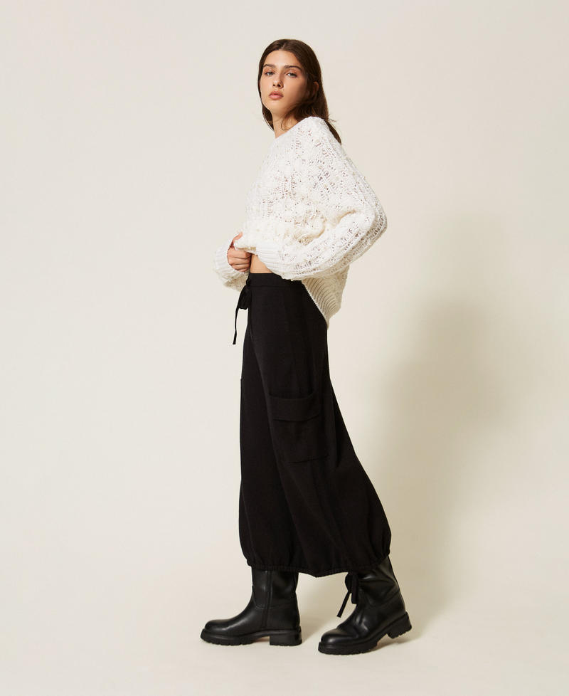 Gonna lunga in maglia con tasche Nero Donna 262LI3NDD_00006_02
