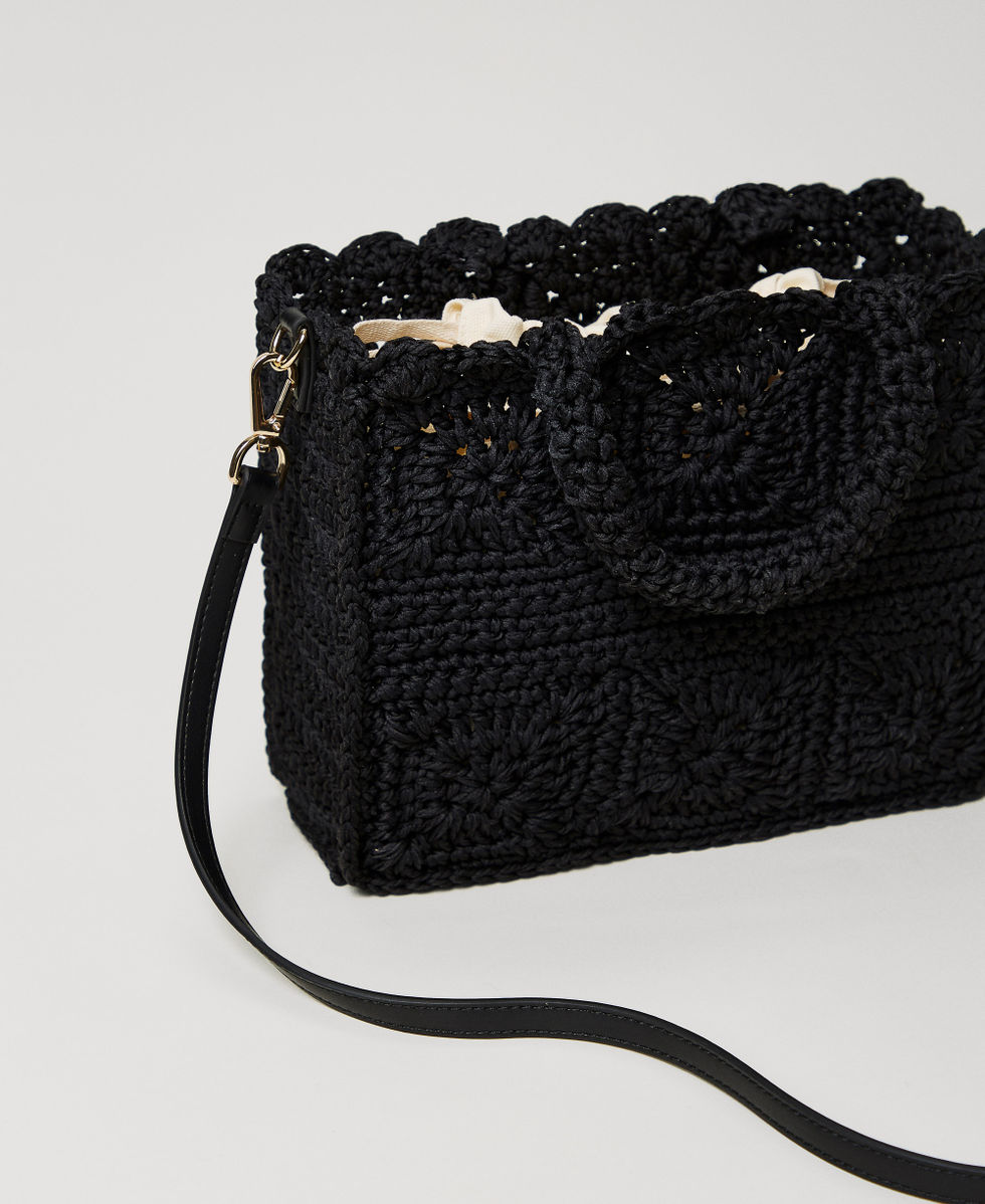 &lsquo;Boh&eacute;mienne&rsquo; crochet shopper bag Black Woman 251TB7411_00006_03