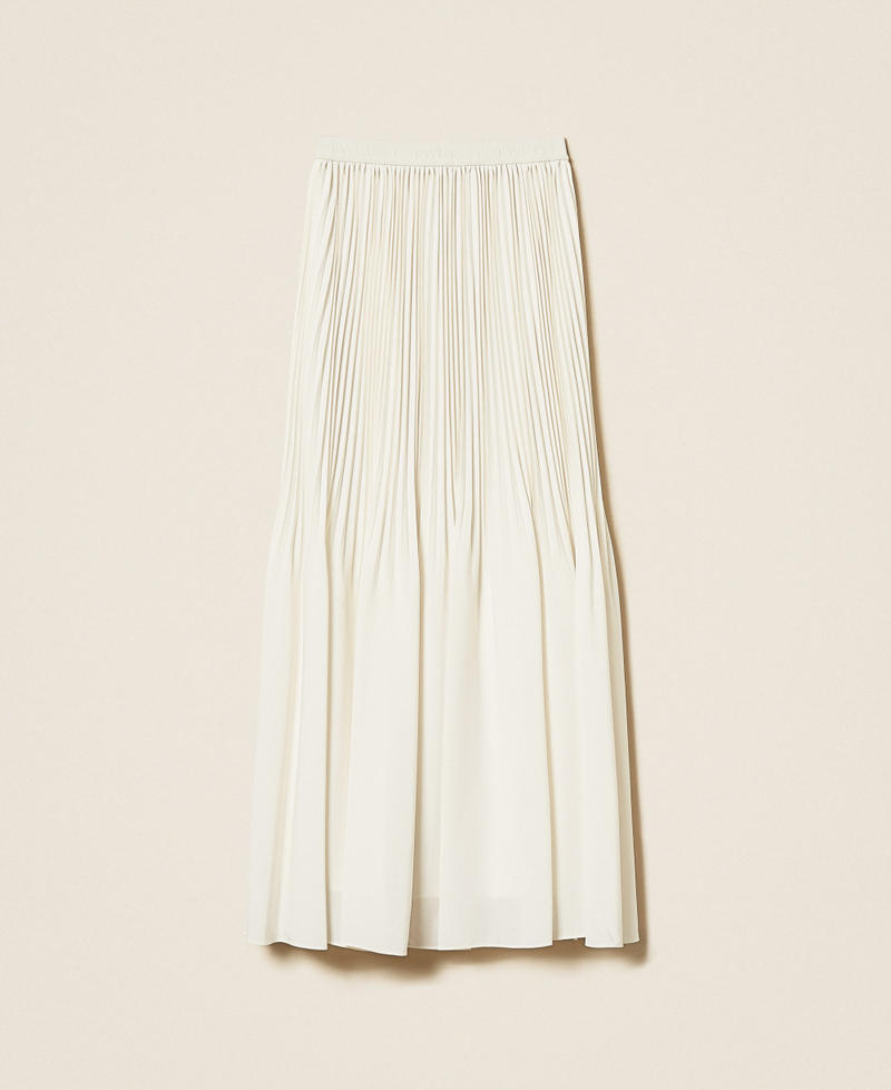 Pleated cr&ecirc;pe de Chine long skirt Lily Woman 261TE2113_00381_S0
