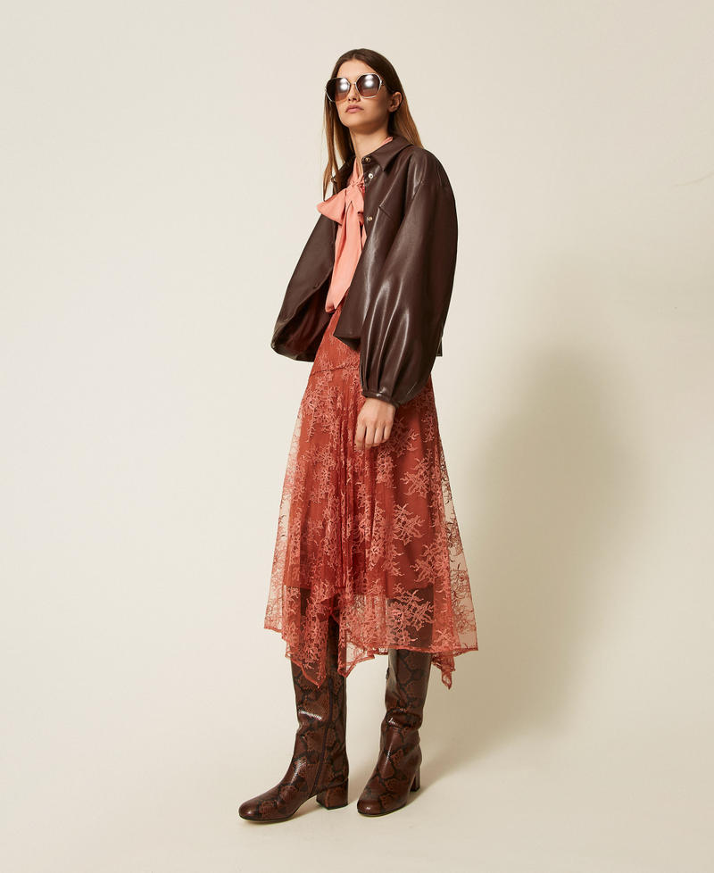 Long lace skirt Rust Brown Woman 252TF2112_12608_T0