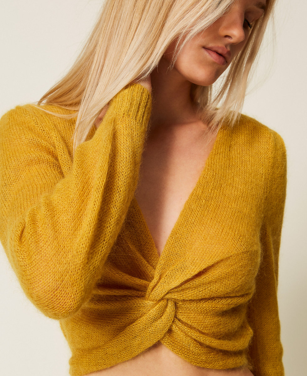  Mohair blend knit shrug Mustard Yellow Woman 252TP3525_12607_PD