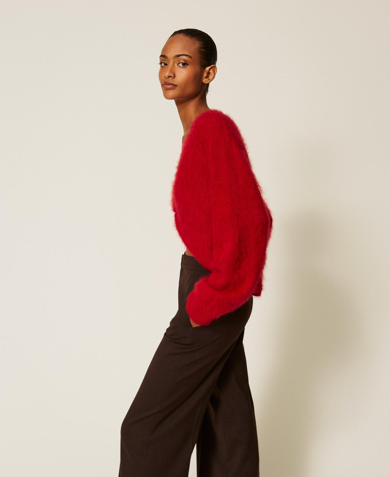 Brushed wool jumper with knot Bloody Mary Woman 262TT3025_13464_02