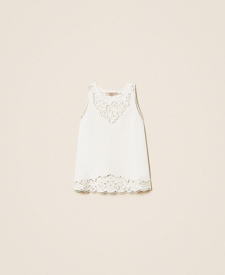 Top avec broderie incrust&eacute;e Blanc Femme 261TP2441_00001_S0