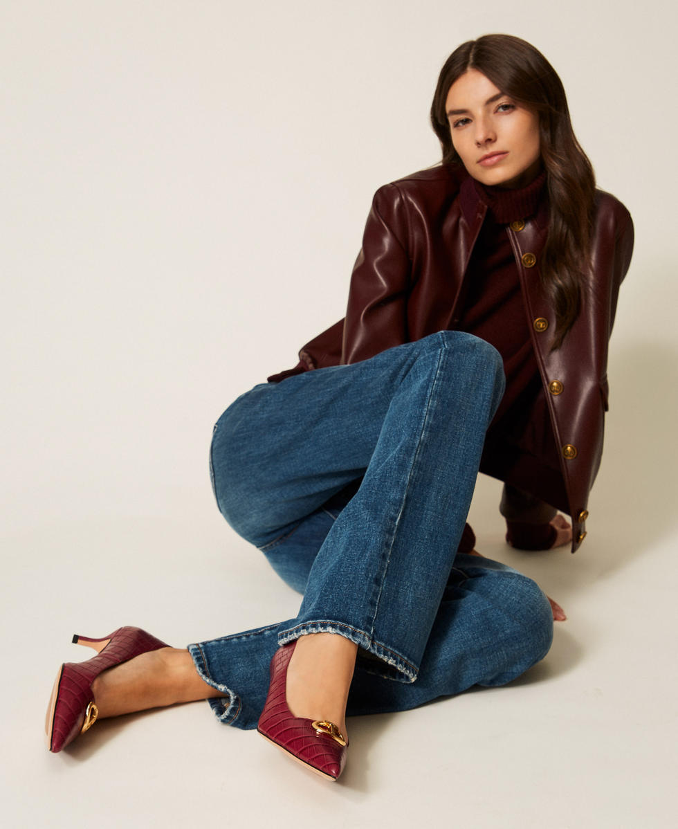 Décolleté con stampa cocco e Oval T Rosso Veneziano Donna 252TCP040_00740_T0