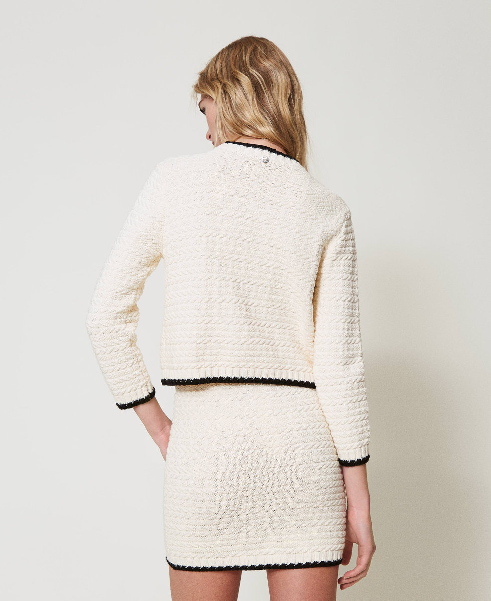 Mini-jupe en maille jacquard Bicolore Sugar/Noir Femme 251AP3081_10201_03