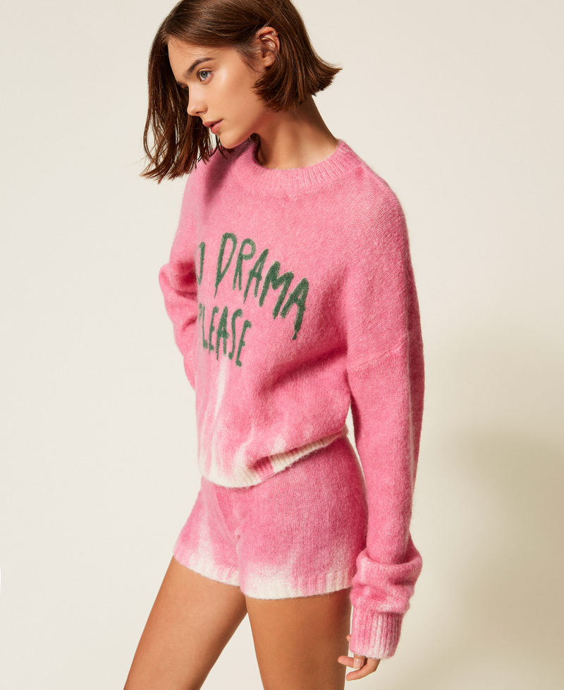 Maglia MYFO in misto lana con stampa Rosa Fluo / Drama Donna 252AQ3061_13034_02