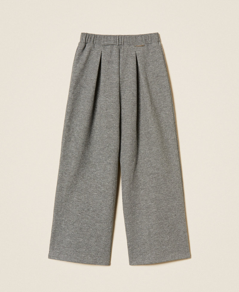 Cropped-Hose aus Sweatstoff mit Lurex Meliertes Dunkelgrau M&auml;dchen 262GJ2151_12839_S0