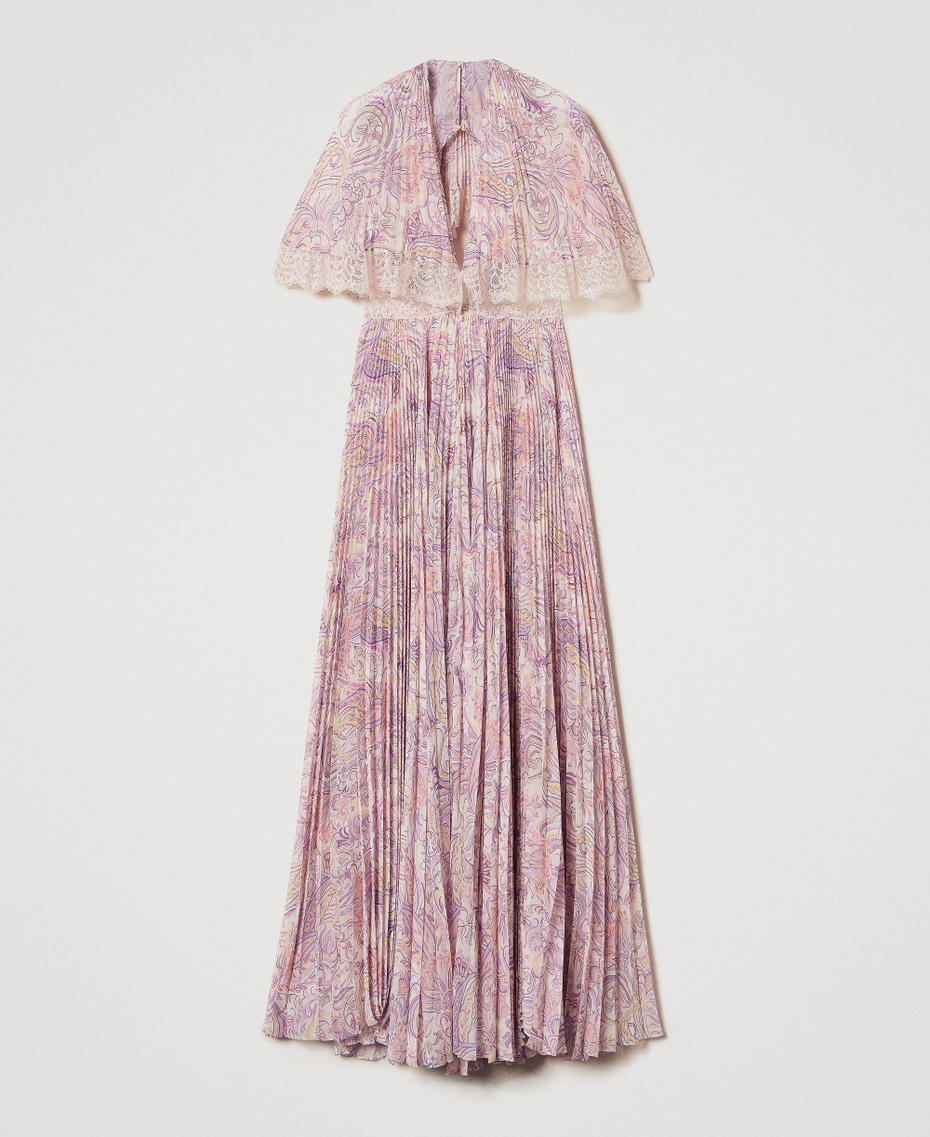 Vestido largo &laquo;Pantelleria&raquo; plisado con estampado