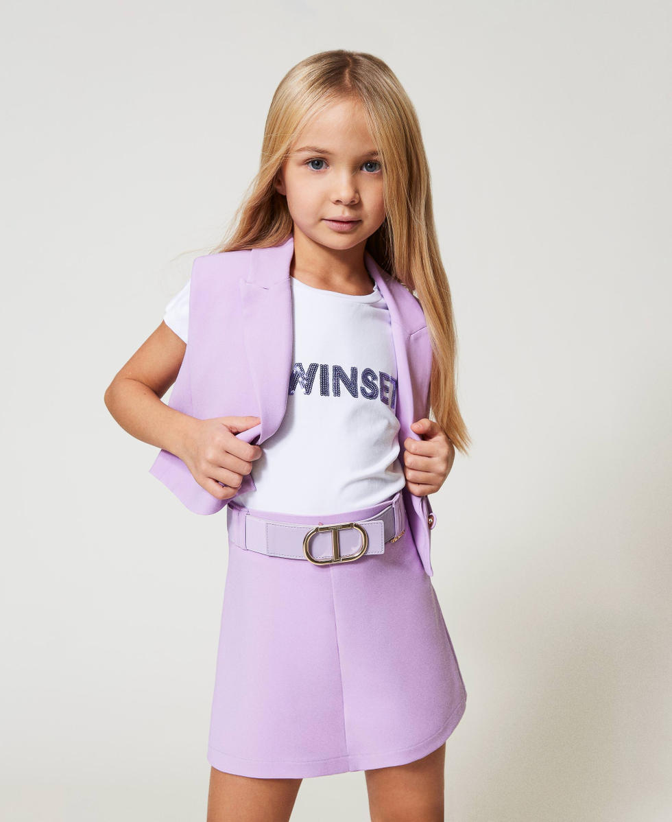 Elasticated belt with Oval T Pastel Violet Girl 251GJ5012_11862_T0