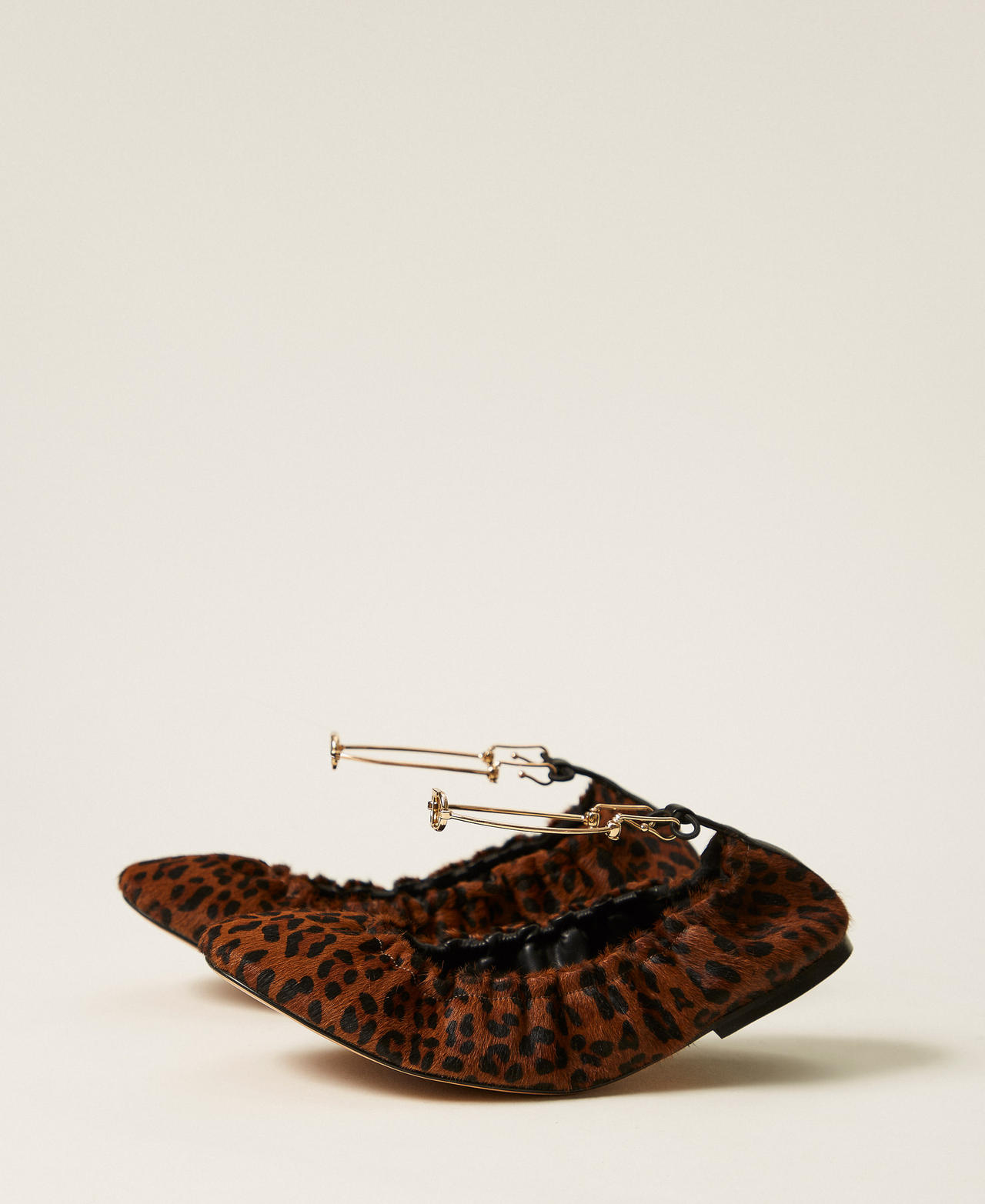Leather ballet flats with animal print Animal Print Woman 252TCP224_12618_02