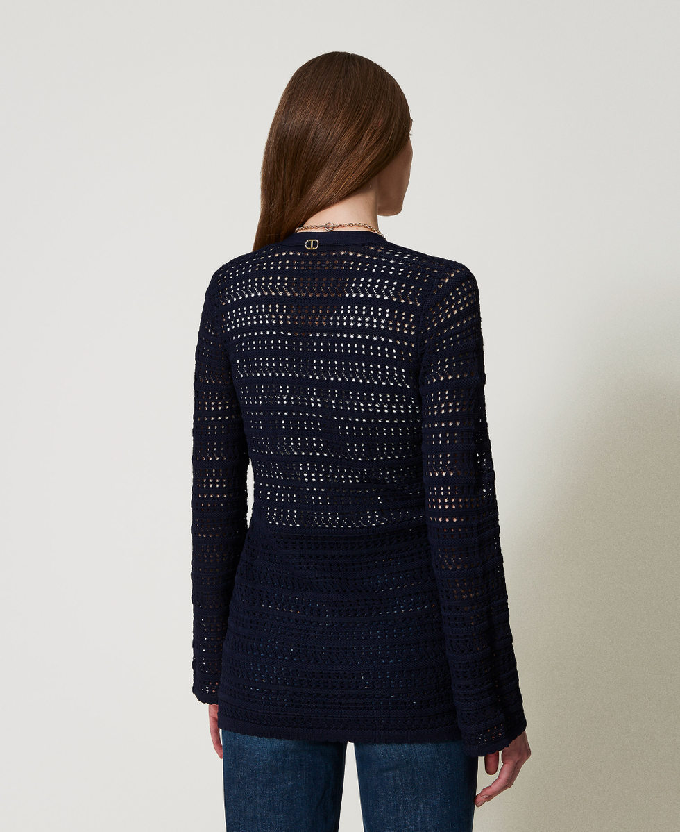 Openwork knit cardigan Blue Night Woman 251TP3194_00238_04