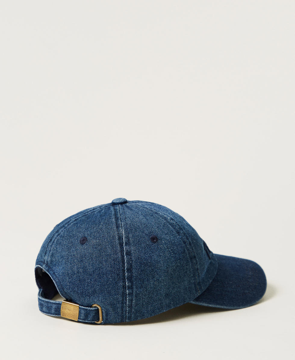 Casquette de baseball en denim avec logo Bleu Denim Femme 251LL5BAA_01104_03