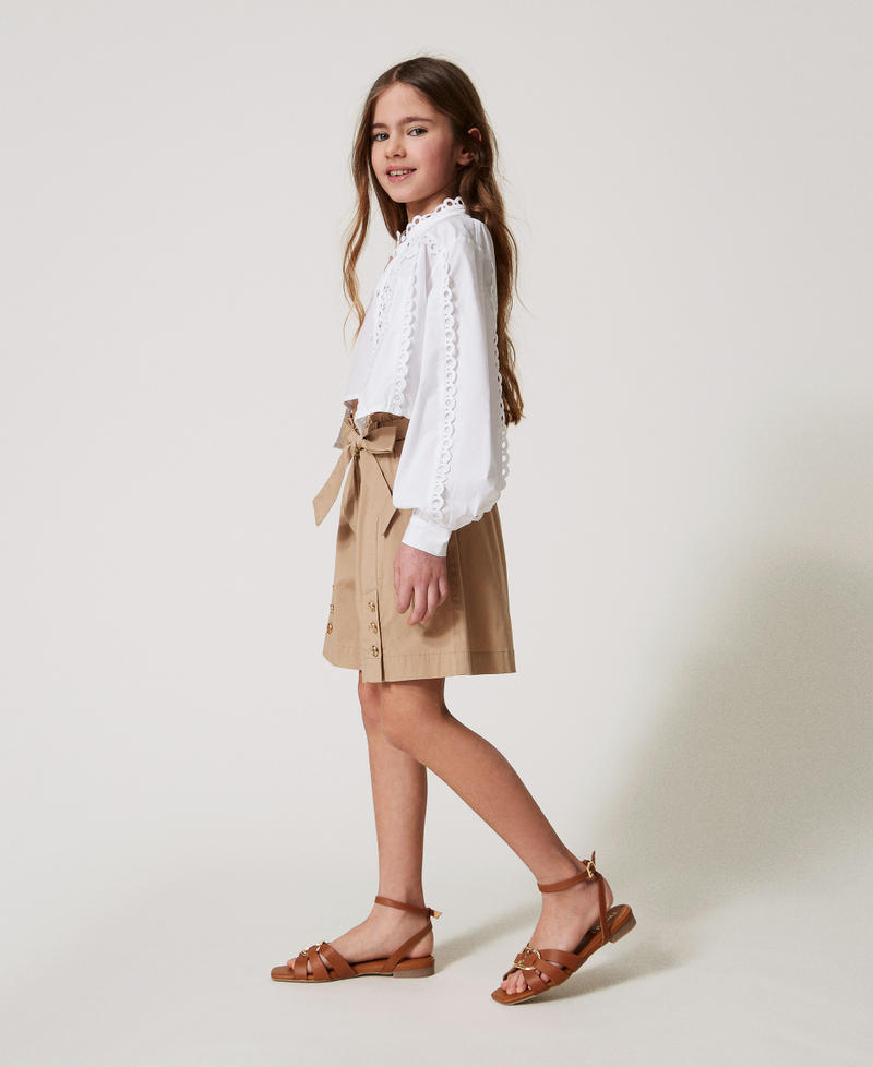 Poplin shorts with belt Beige Hemp Girl 251GJ2426_00310_02