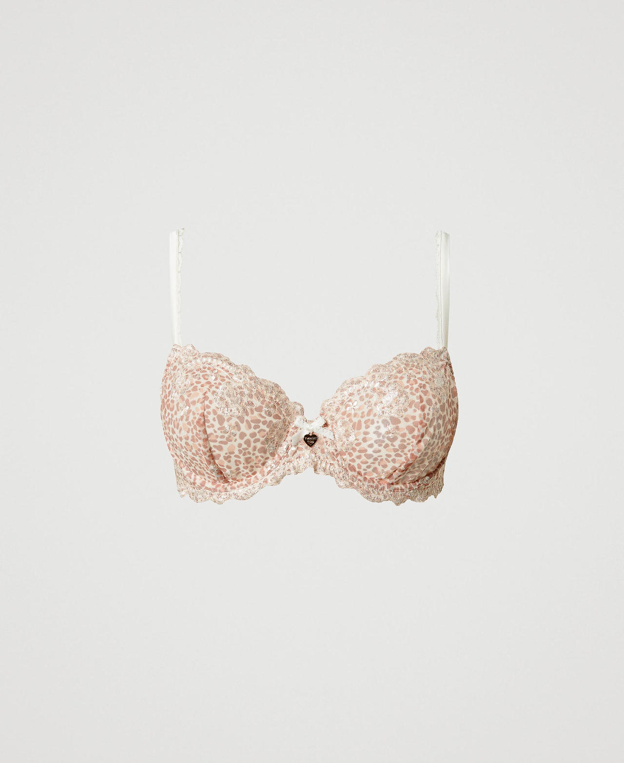 Scee by twin set Reggiseno con ferretto in tulle animalier