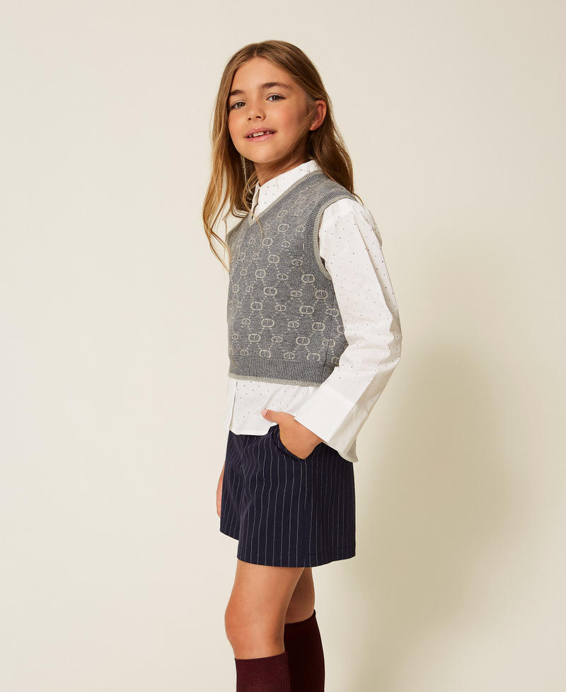 Pinstripe shorts with pockets Classic Blue/Off White Stripe Girl 252GJ2041_12713_02