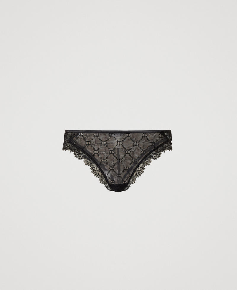 Tulle Brazilian briefs with Oval T Black Woman 251LL6C77_00006_S0