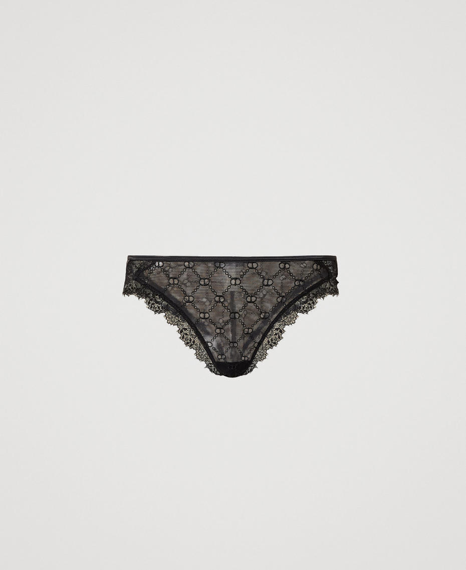 Tulle Brazilian briefs with Oval T Black Woman 251LL6C77_00006_S0