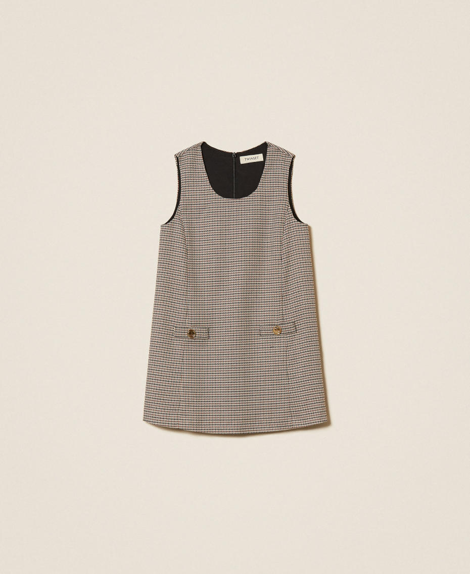 Houndstooth short dress Camel Houndstooth Girl 252GJ2100_12717_S0