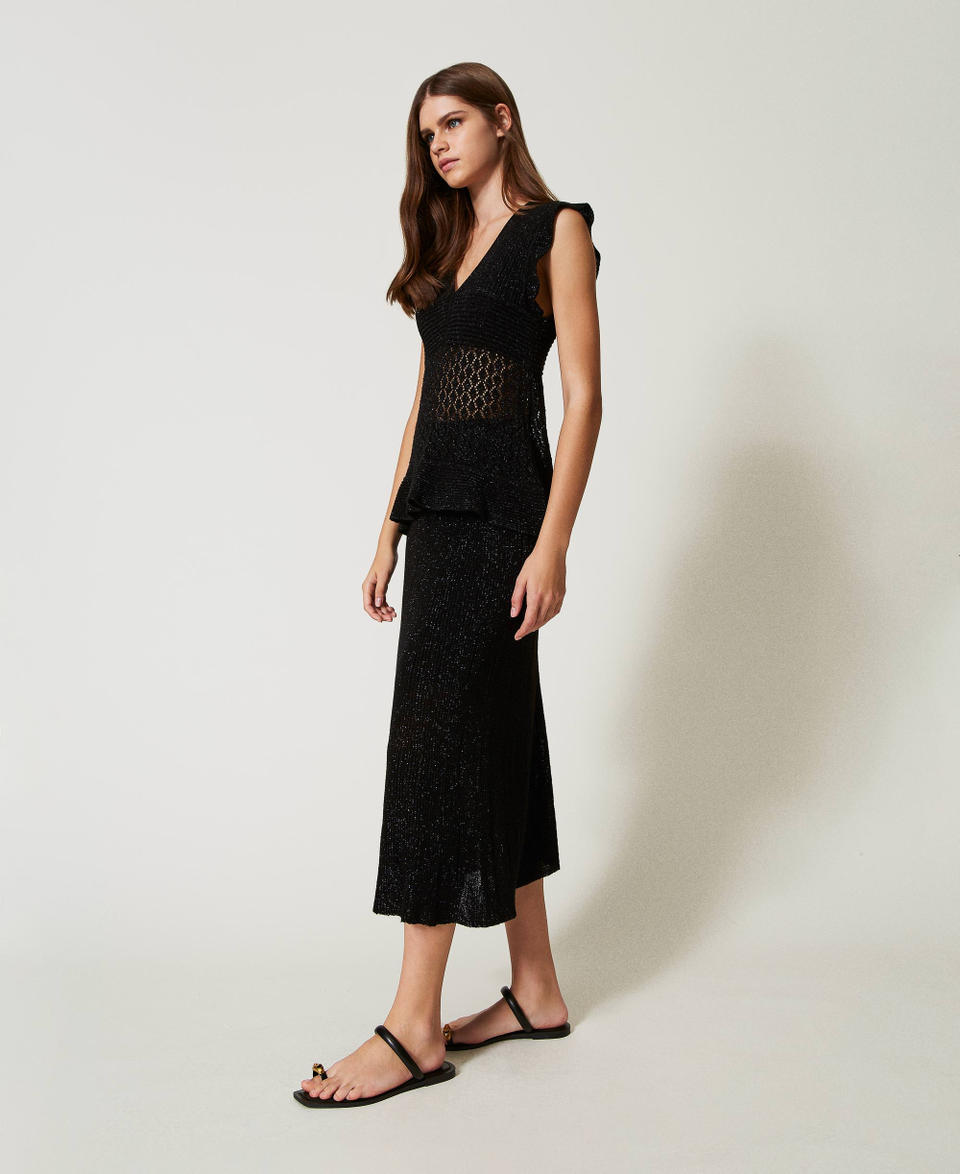 Lurex knit midi skirt Black Woman 251LB3AAA_00006_02