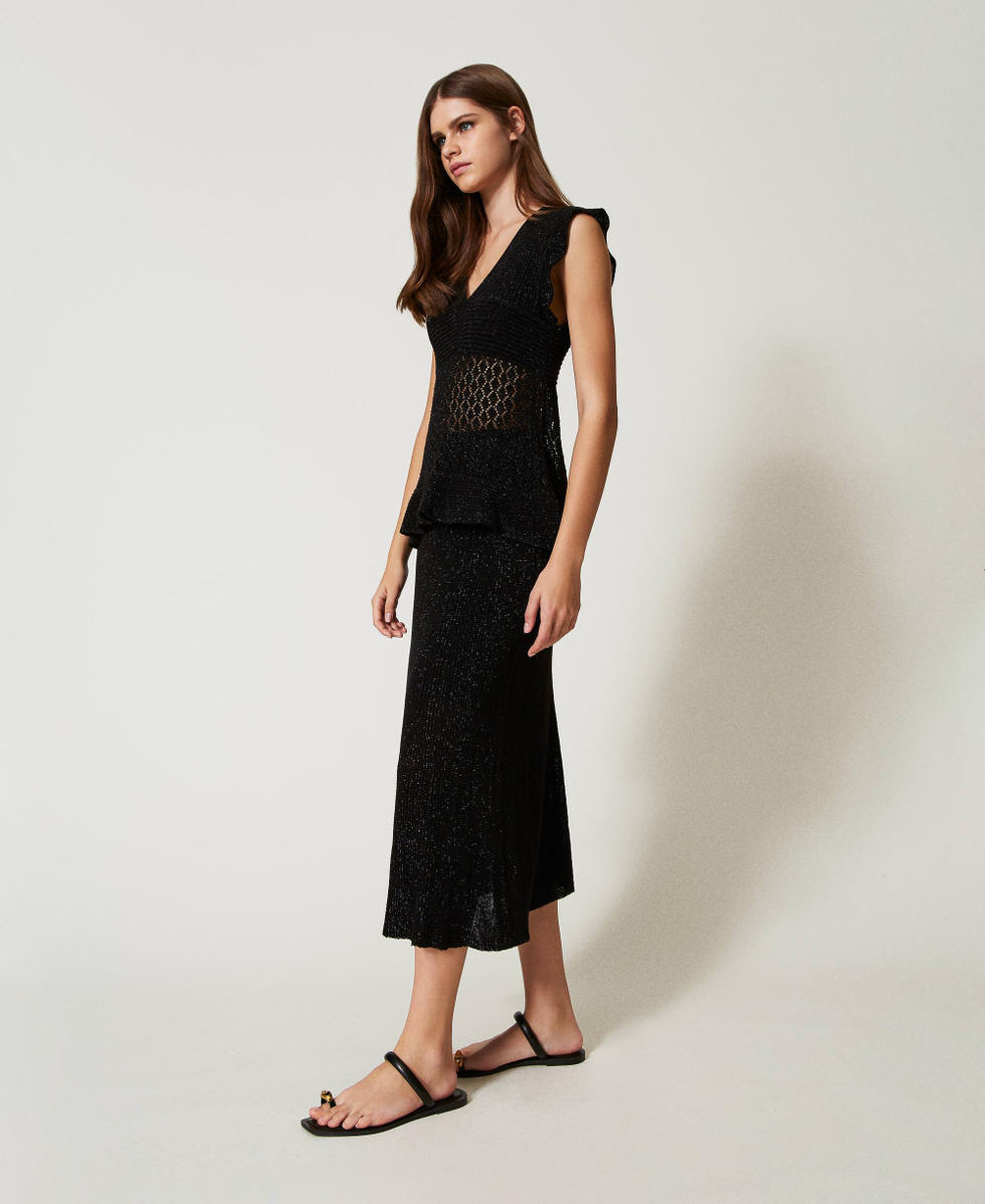 Gonna longuette in maglia lurex