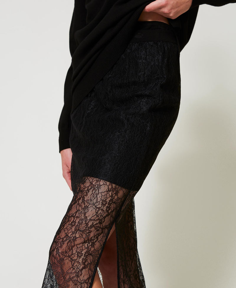 Short knit dress and lace skirt Black Woman 251TP3412_00006_04