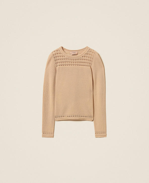 Maglia girocollo con trecce