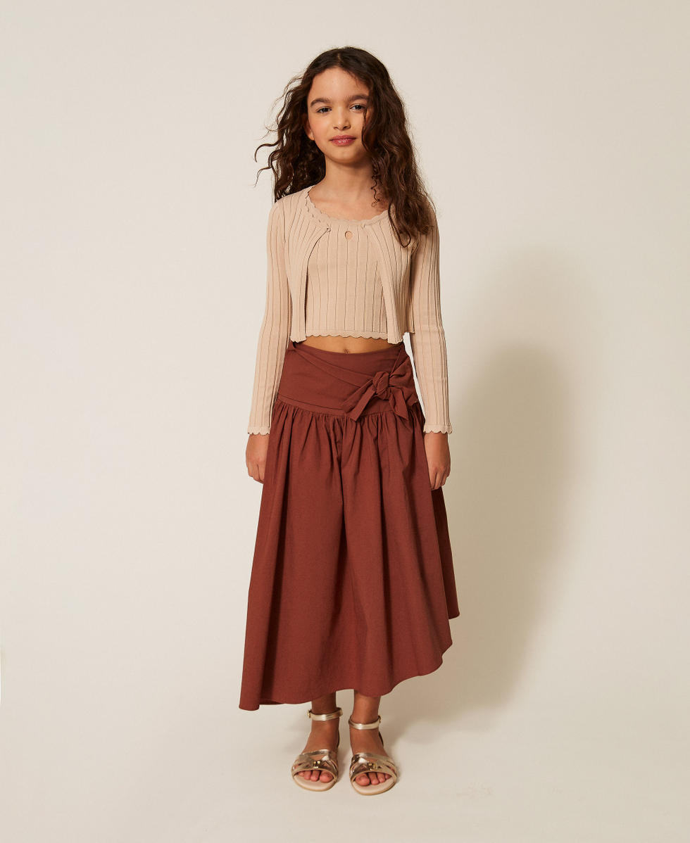 Cardigan aus Rippstrick Safaribeige M&auml;dchen 261GJ3011_13191_T0
