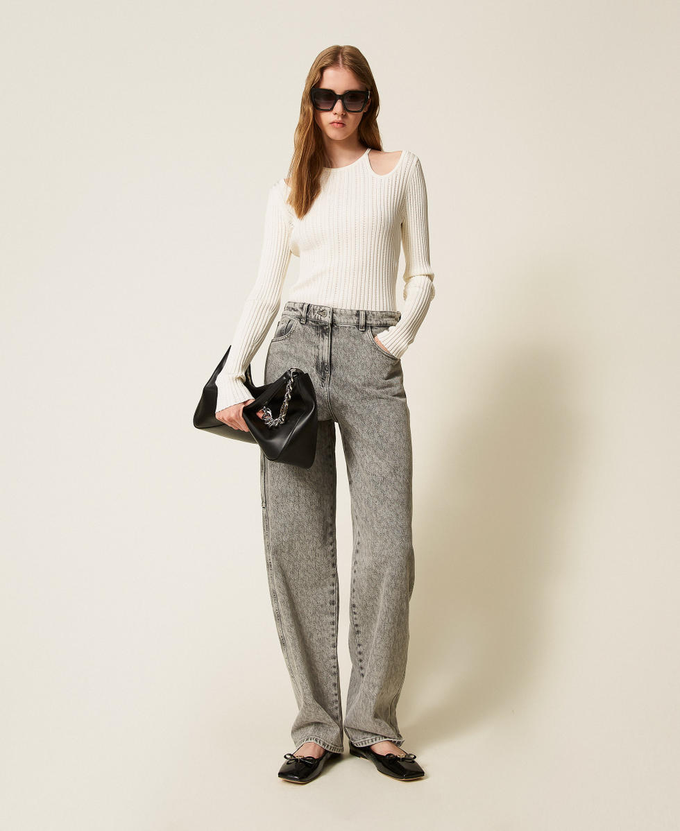 Jersey de tejido reciclado con troquelado White Nieve Mujer 252AP3143_00282_T0