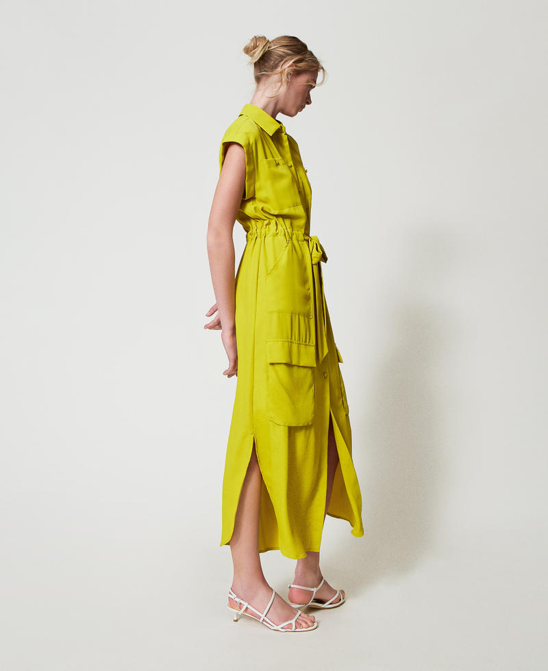 Long crêpe de Chine shirt dress Citronelle Woman 251AP2245_00910_01