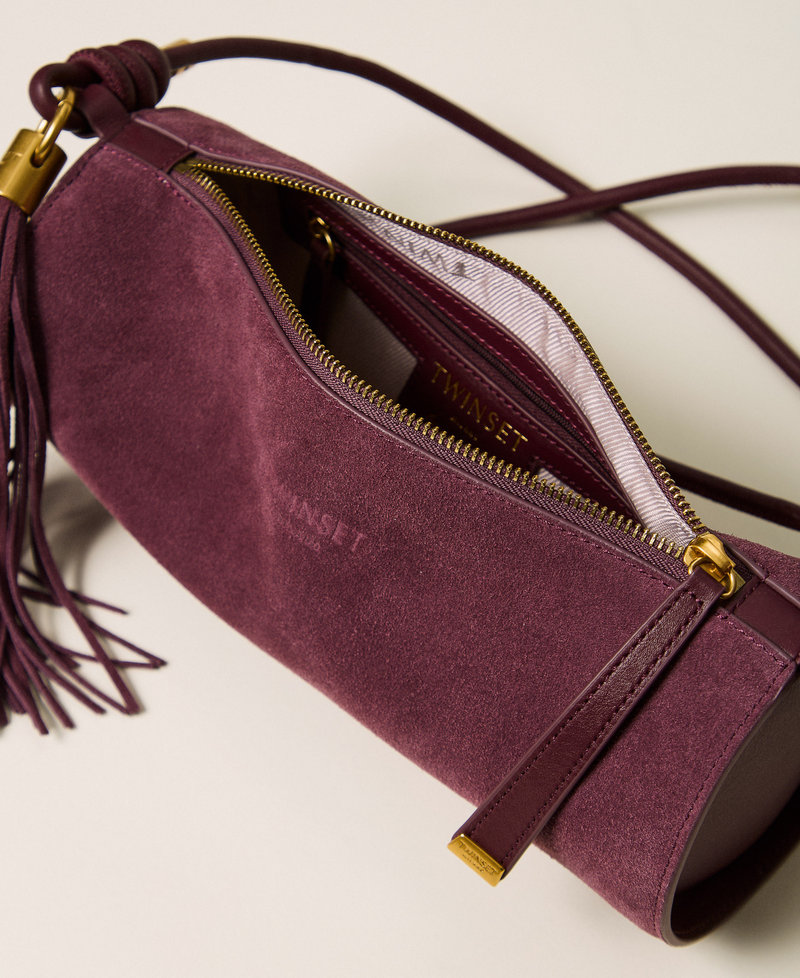 Zylindertasche aus Veloursleder mit Quaste Bordeaux Frau 262TD8232_00020_04