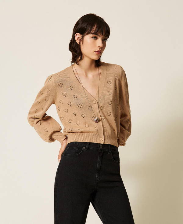 Knit cardigan with heart pattern