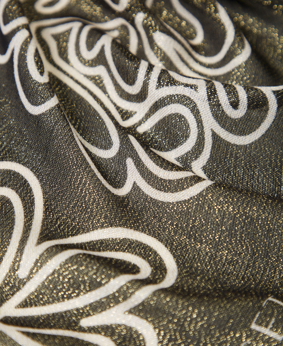Scarf with lurex and print Black Woman 251LL5BDD_00006_02