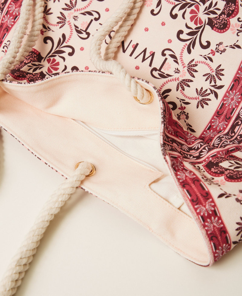 Shopper aus Canvas mit Print Print Foulard Fuchsia Frau 261LB7BJJ_13224_04