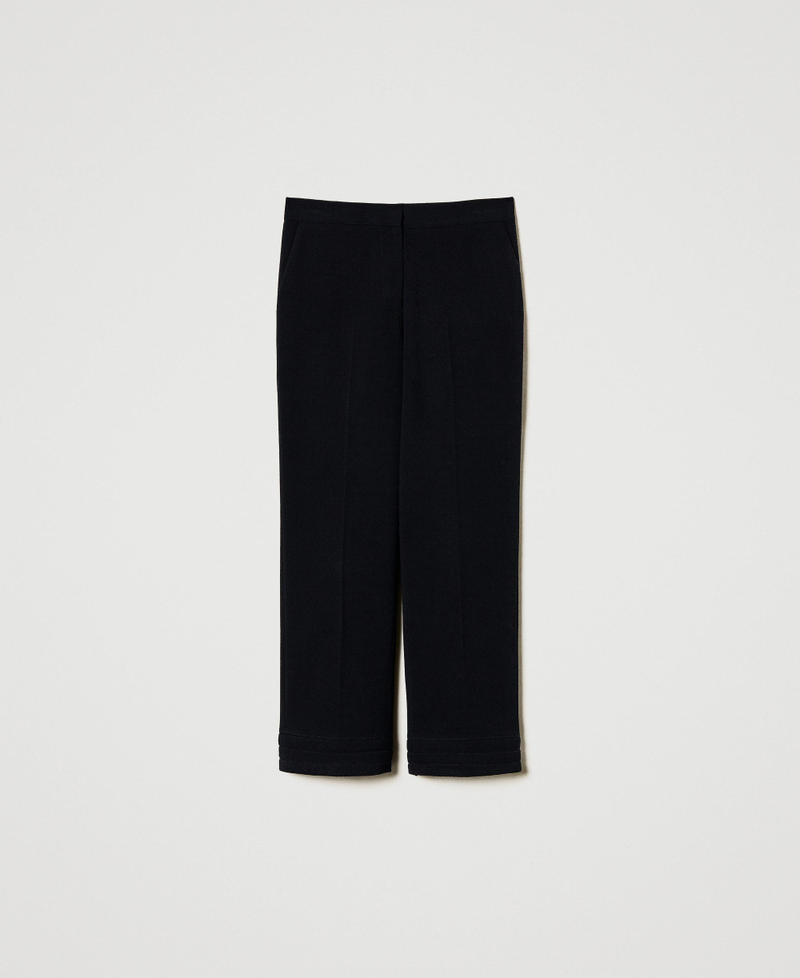 Straight fit trousers with embroidery Blue Night Woman 251TP2042_00238_0S